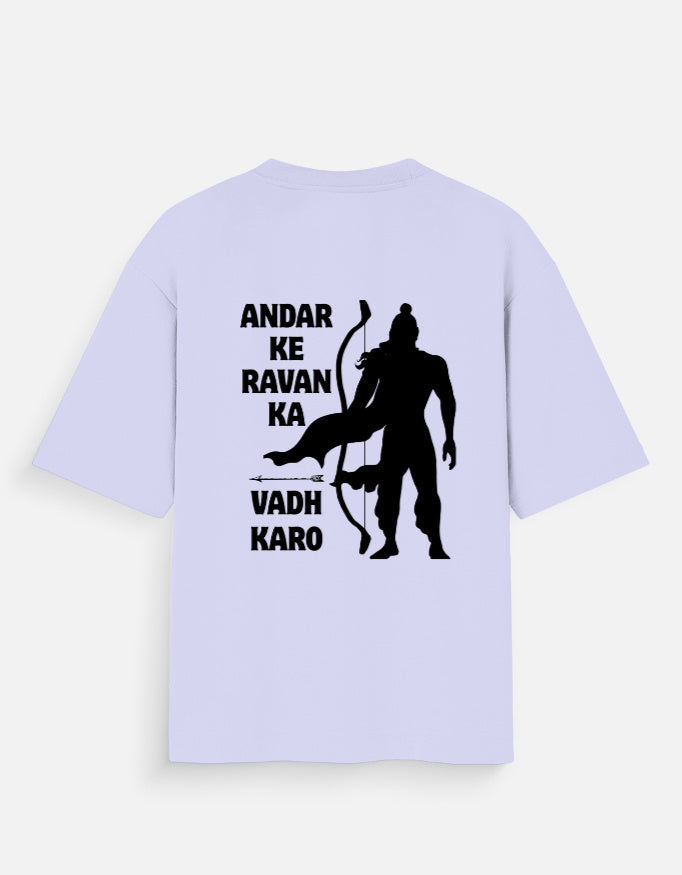 Lavender Oversized Ravan Ka Vadh Cotton T-Shirt